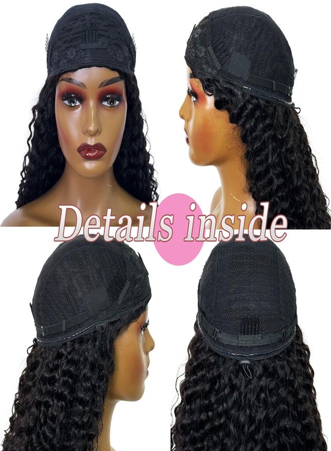 Lauberita Curly Half Wig Human Hair 180% Density Deep Wave Glueless Wigs Upgrade 3 In 1 Wigs Beginner Friendly Seamless Flip Over Drawstring Curly Wig Ready to Go Headband Wig Natural Black Color 14 Inch - Image 4